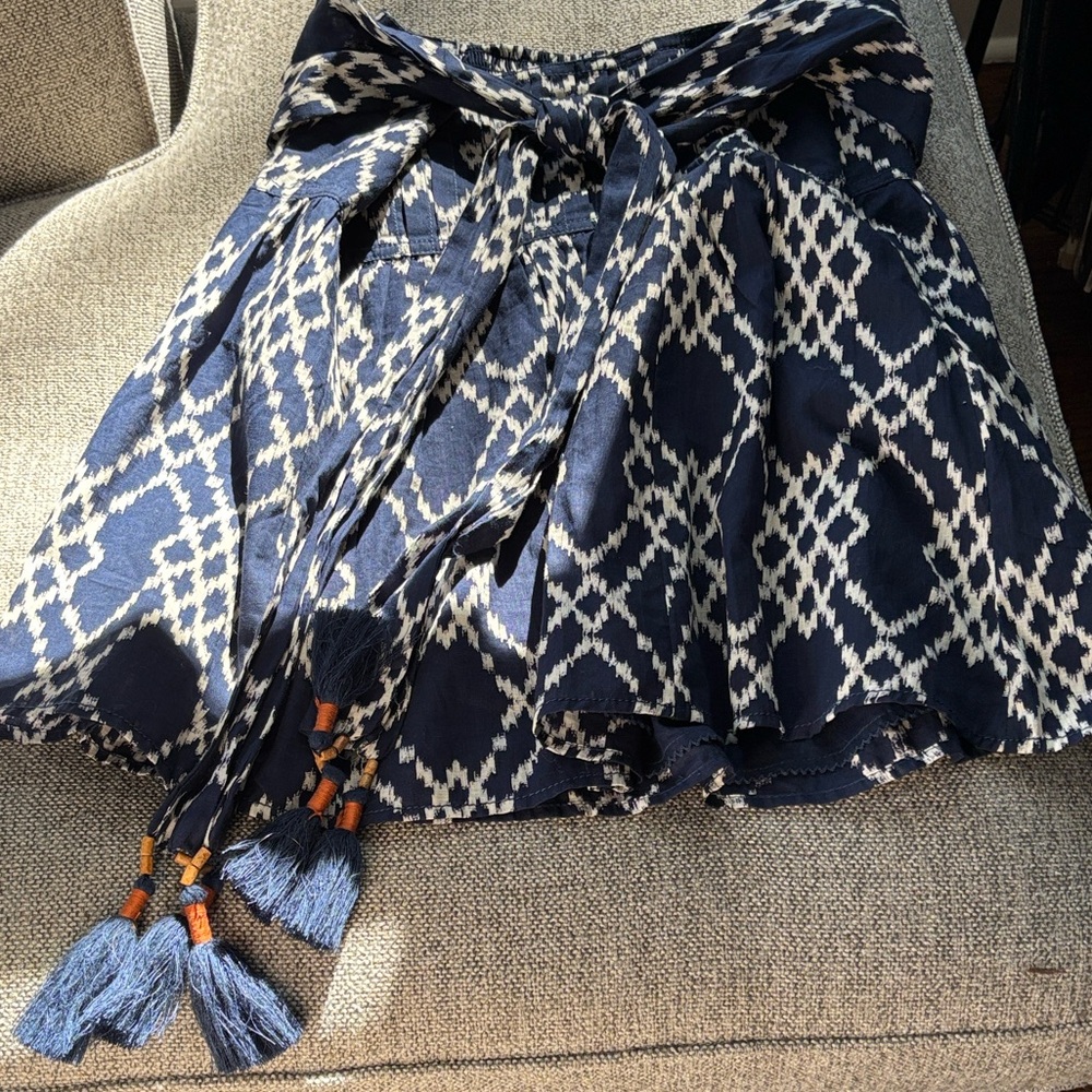 Anthropologie Navy and Cream A-Line Skirt